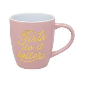 Francesca’s Girls Do It Better Pink and Gold Ceramic Coffee Mug Home Kitchen